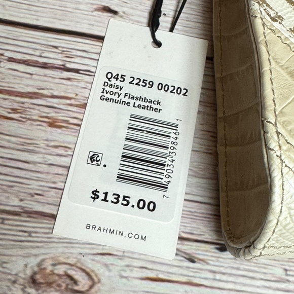 Brahmin Daisy Large Leather Wristlet Clutch - Ivory Flashback - Picture 10 of 10